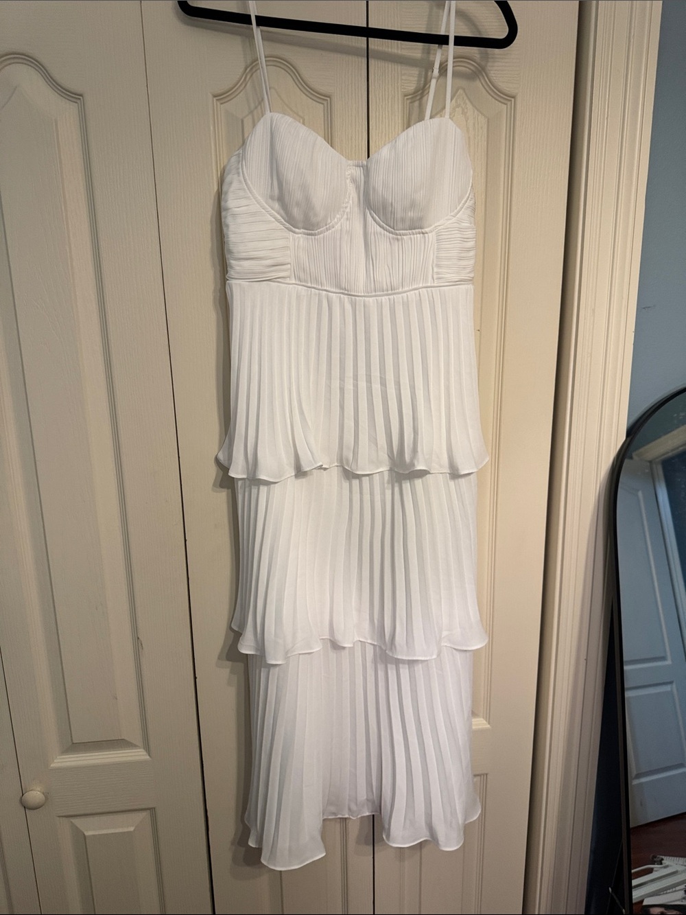 Lulu's White Pleated Tiered Mini Dress